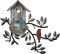 Birds Metal Wall Art – Tree with Birdhouse, Indoor & Outdoor Garden Decor (Brown)